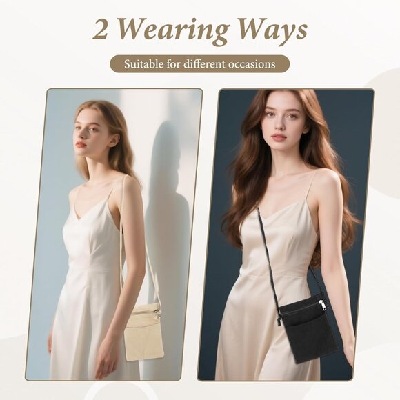 Nylon small black and khaki crossbody phone bags with adjustable straps for wome - Picture 7 of 7